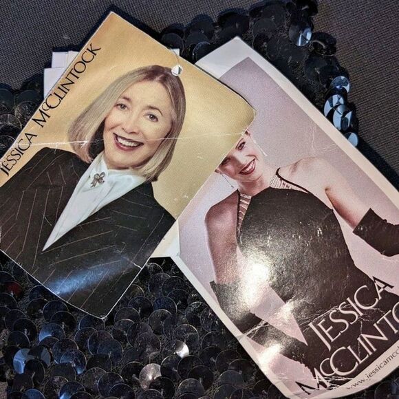 NWT Vintage y2k Gunne Sax Jessica McClintock Tube Top Black Sequins Crop M - Picture 7 of 7